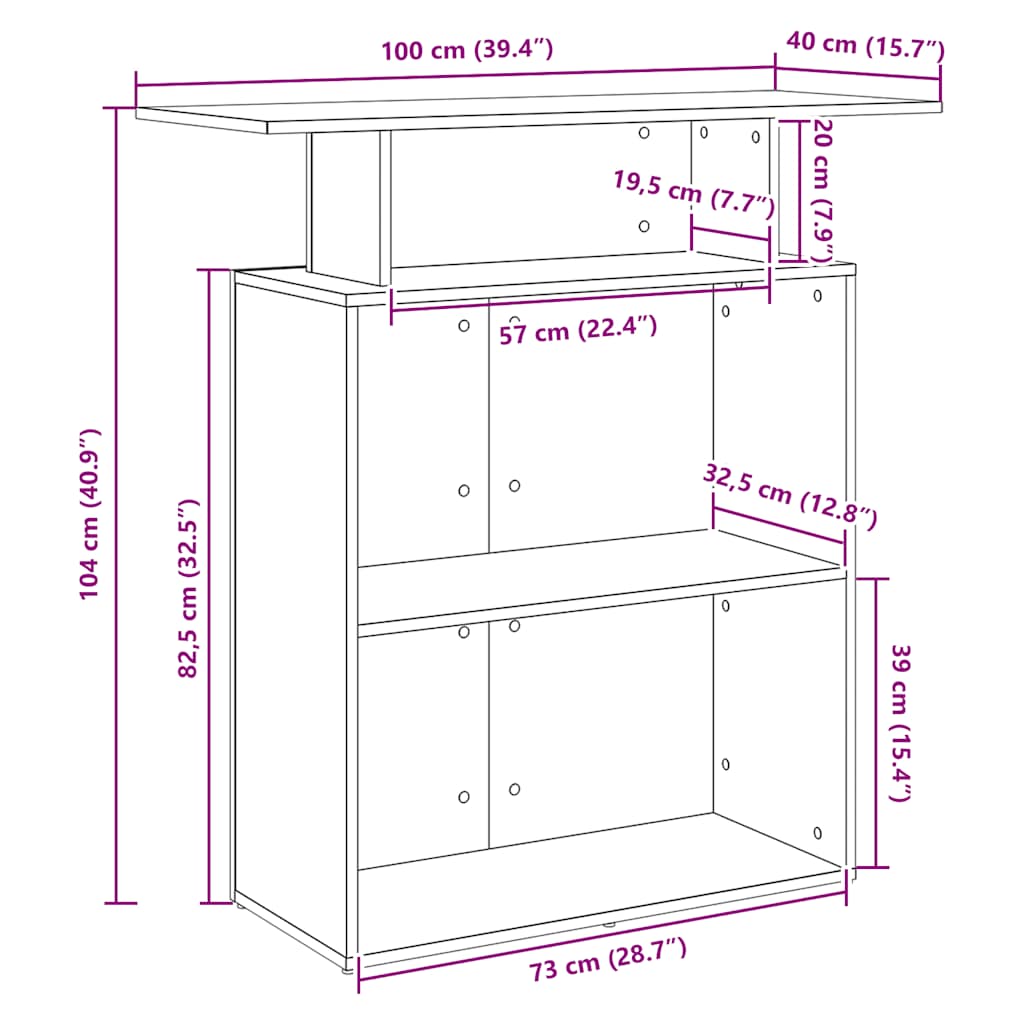 Banco Reception Rovere Fumo 100x40x104 cm in Legno Multistrato | homemem39