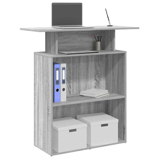 Banco Reception Grigio Sonoma 100x40x104 cm Legno Multistrato - homemem39