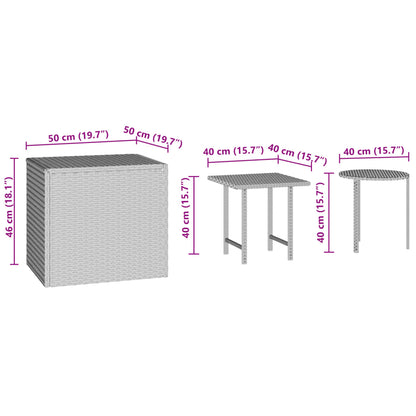 Tavolini da Giardino 3 pz Neri in Polyrattan - homemem39