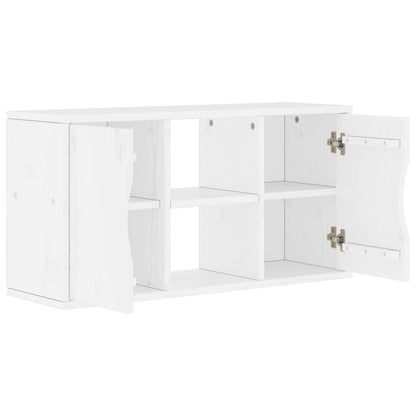 Mobile Porta TV ODDA Bianco 79x24x40 cm Legno Massello di Pino - homemem39
