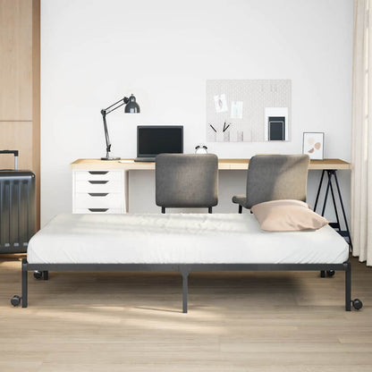 Giroletto senza Materasso Pieghevole Nero 80x200 cm in Acciaio