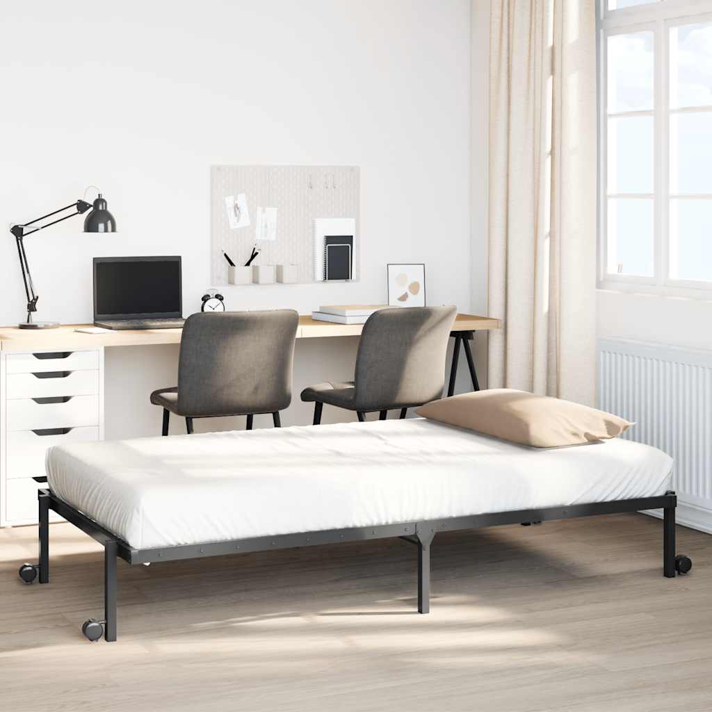 Giroletto senza Materasso Pieghevole Nero 80x200 cm in Acciaio