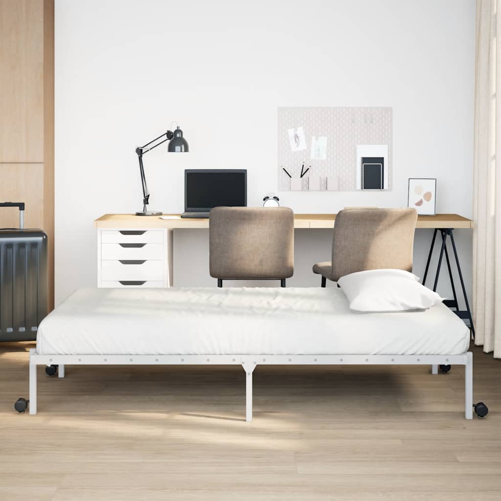 Giroletto senza Materasso Pieghevole Bianco 100x190 cm Acciaio | homemem39