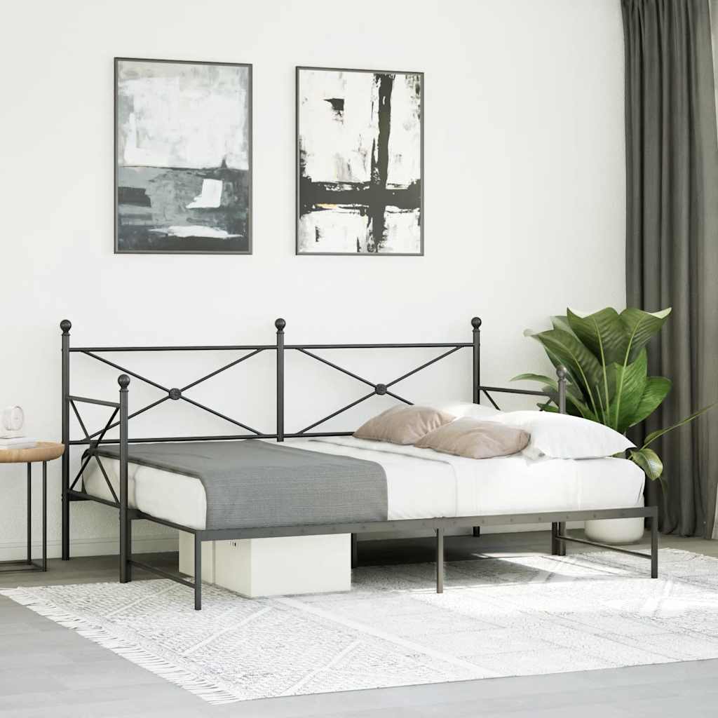 Divano Letto Estraibile senza Materasso Nero 75x190 cm Acciaio | homemem39