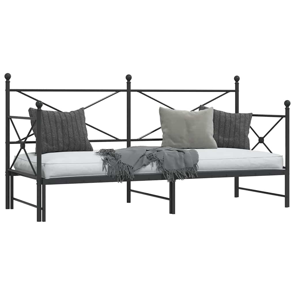 Divano Letto Estraibile senza Materasso Nero 75x190 cm Acciaio | homemem39