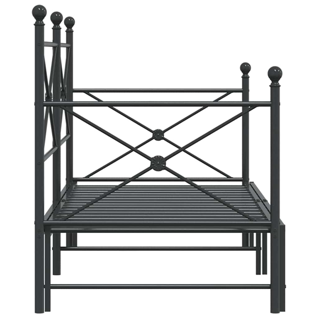 Divano Letto Estraibile senza Materasso Nero 75x190 cm Acciaio | homemem39