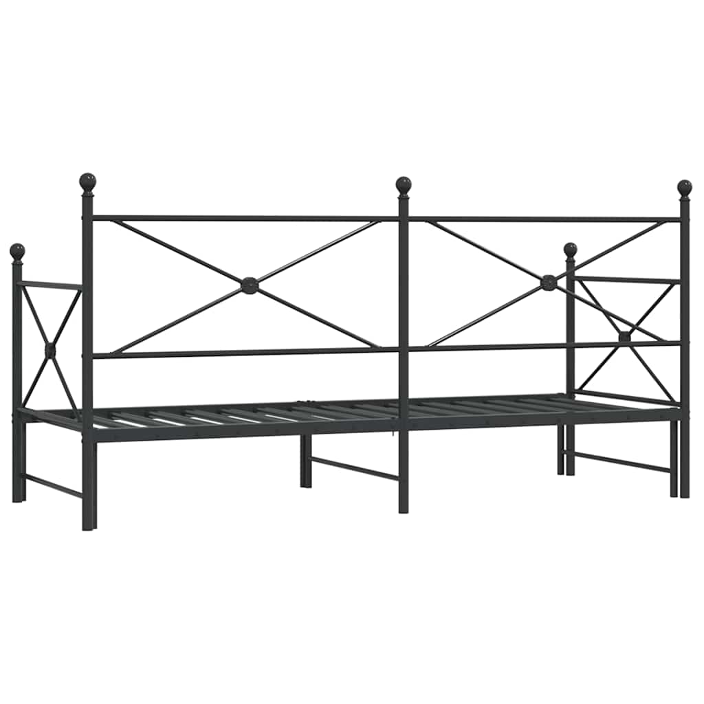 Divano Letto Estraibile senza Materasso Nero 75x190 cm Acciaio | homemem39