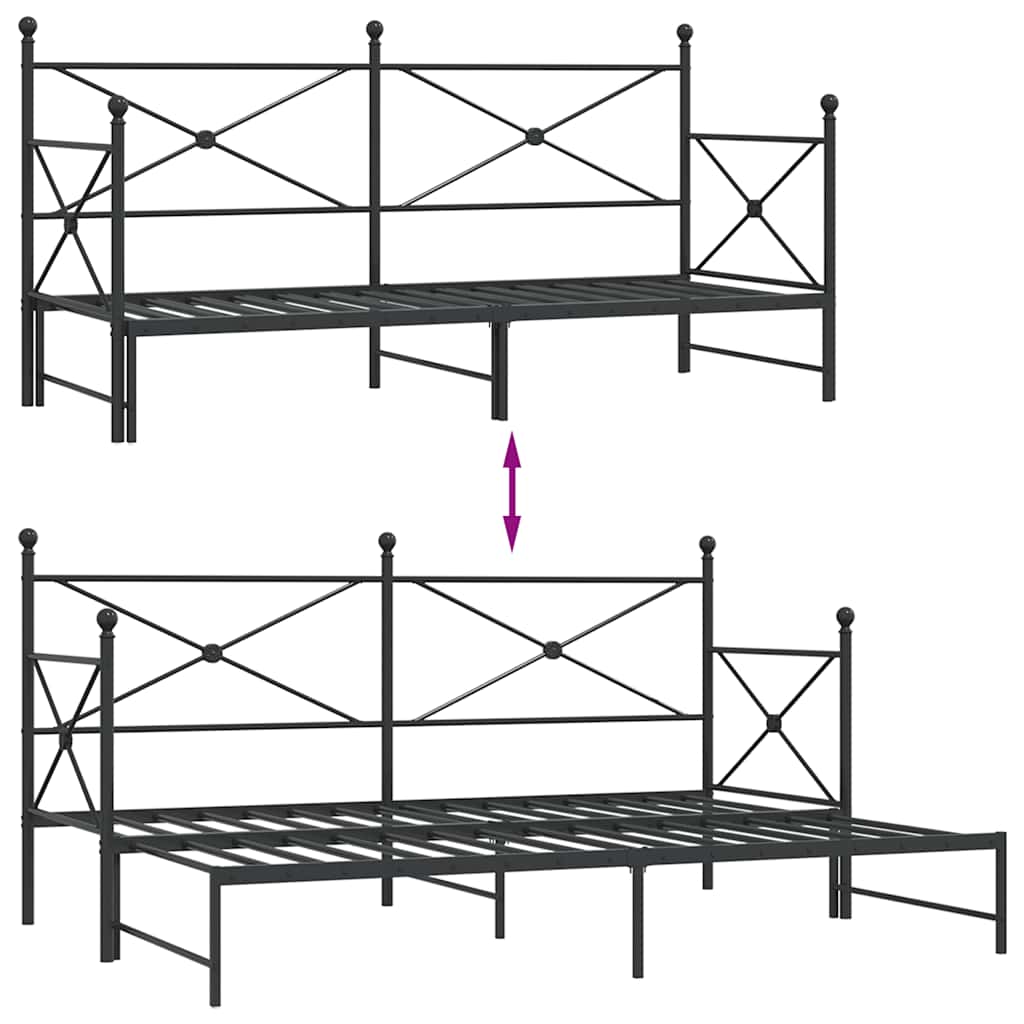 Divano Letto Estraibile senza Materasso Nero 75x190 cm Acciaio | homemem39