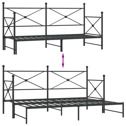 Divano Letto Estraibile senza Materasso Nero 75x190 cm Acciaio | homemem39