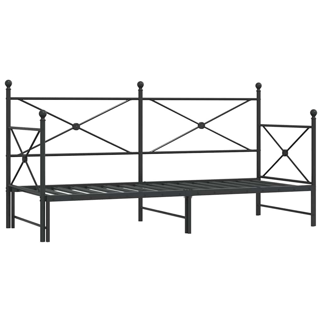 Divano Letto Estraibile senza Materasso Nero 80x200 cm Acciaio - homemem39