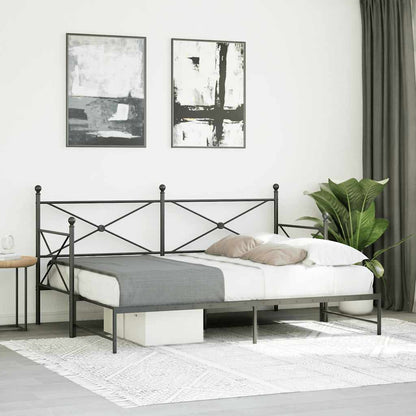 Divano Letto Estraibile senza Materasso Nero 80x200 cm Acciaio - homemem39