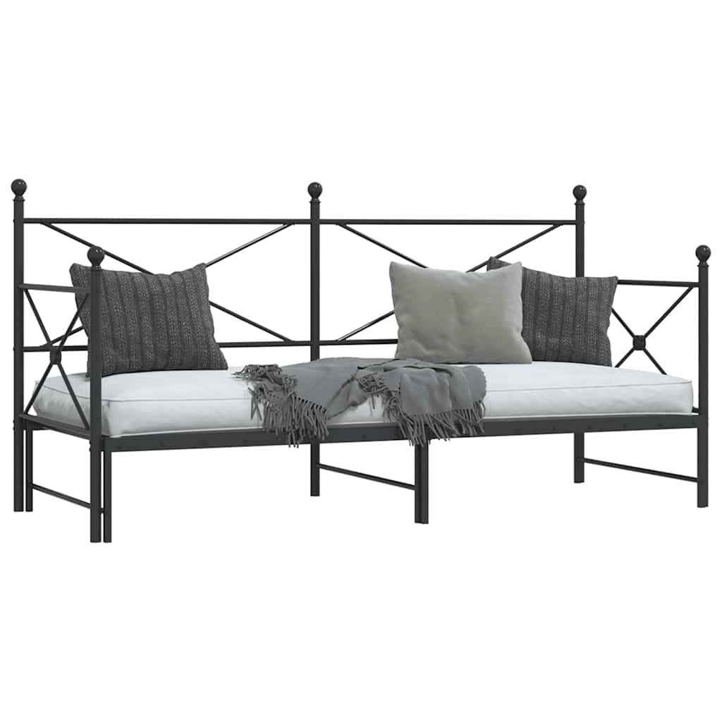 Divano Letto Estraibile senza Materasso Nero 80x200 cm Acciaio - homemem39