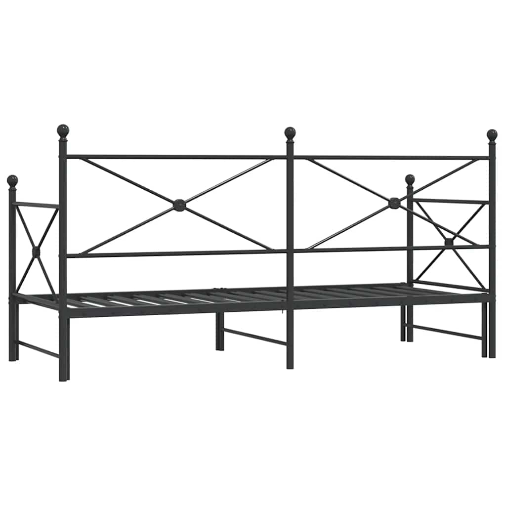 Divano Letto Estraibile senza Materasso Nero 80x200 cm Acciaio - homemem39