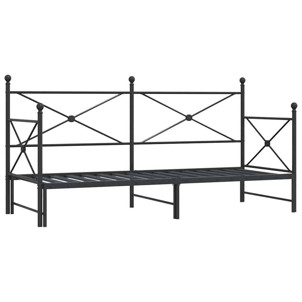Divano Letto Estraibile senza Materasso Nero 90x190 cm Acciaio - homemem39
