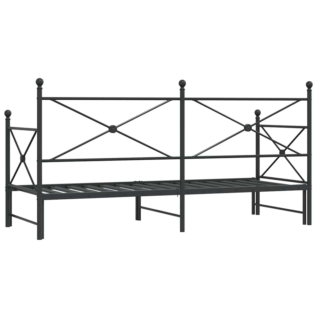 Divano Letto Estraibile senza Materasso Nero 90x190 cm Acciaio - homemem39