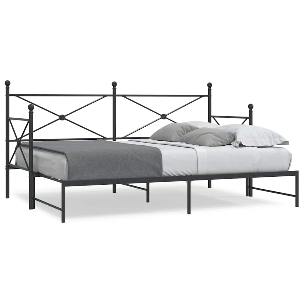 Divano Letto Estraibile senza Materasso Nero 90x190 cm Acciaio - homemem39