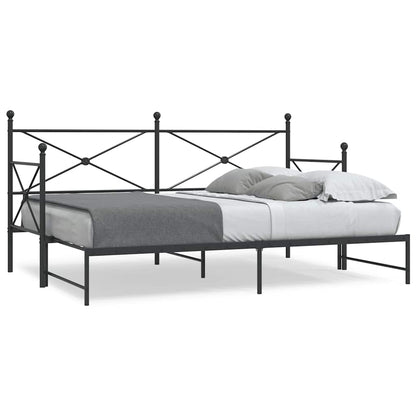 Divano Letto Estraibile senza Materasso Nero 90x190 cm Acciaio - homemem39