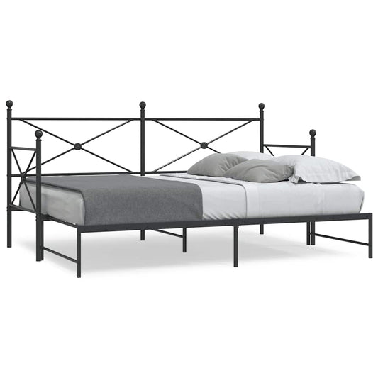 Divano Letto Estraibile senza Materasso Nero 90x190 cm Acciaio - homemem39