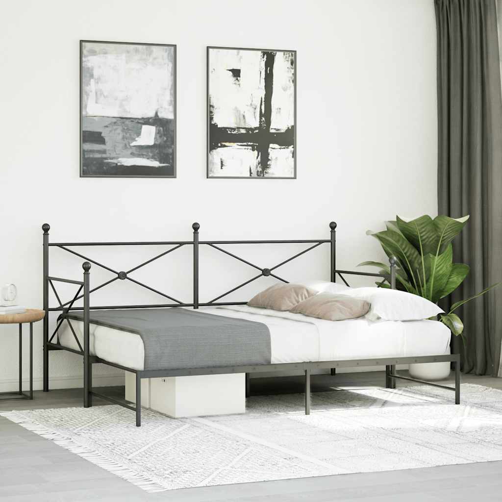 Divano Letto Estraibile senza Materasso Nero 90x200 cm Acciaio | homemem39