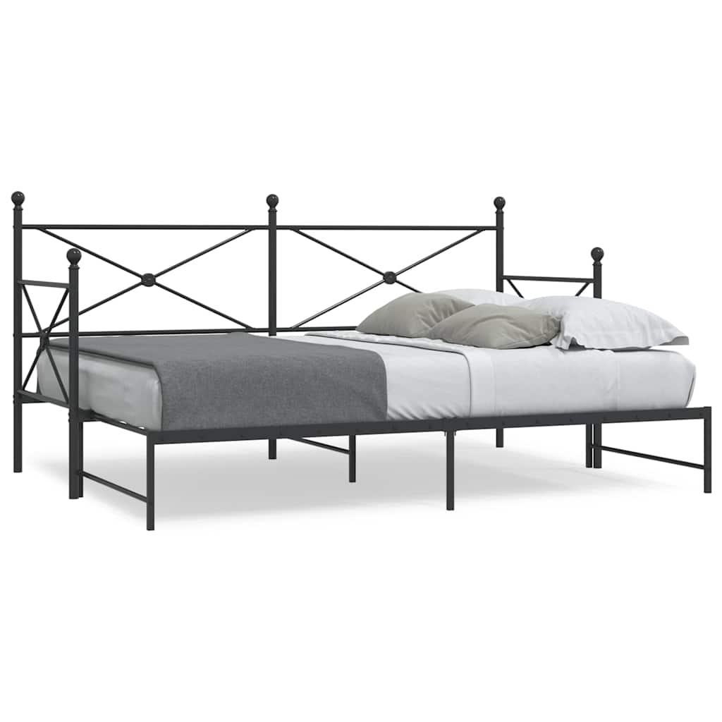 Divano Letto Estraibile senza Materasso Nero 90x200 cm Acciaio | homemem39