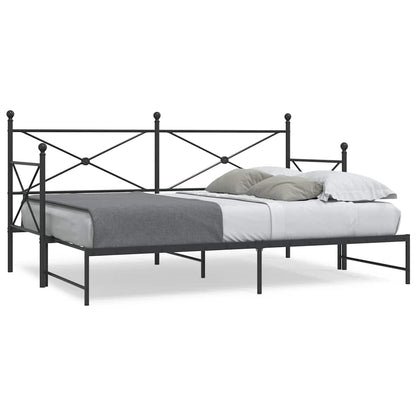 Divano Letto Estraibile senza Materasso Nero 90x200 cm Acciaio | homemem39