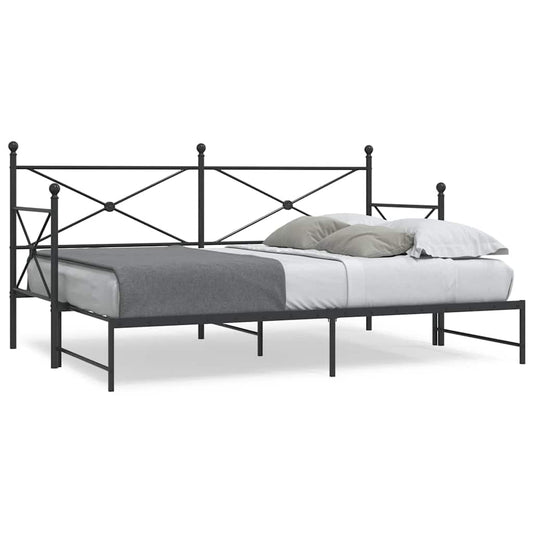 Divano Letto Estraibile senza Materasso Nero 90x200 cm Acciaio | homemem39