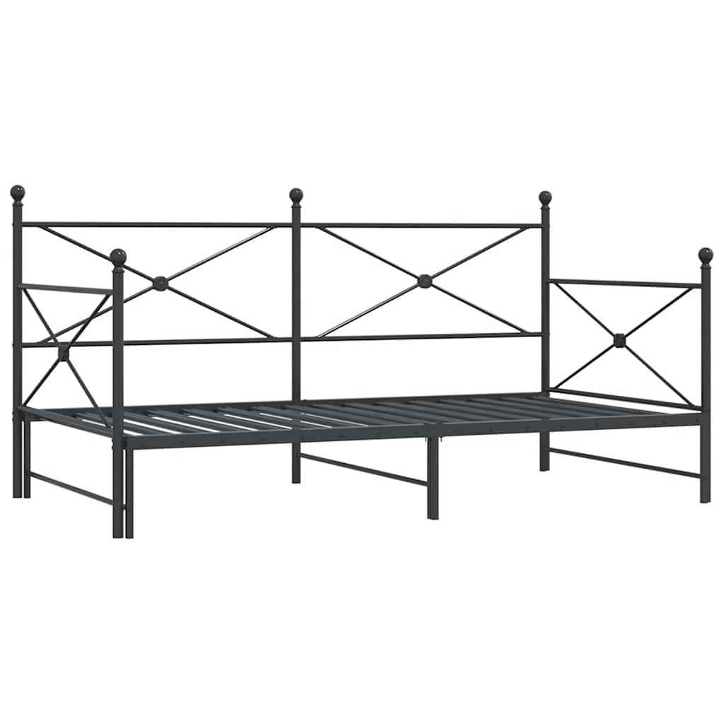 Divano Letto Estraibile senza Materasso Nero 100x200 cm Acciaio - homemem39