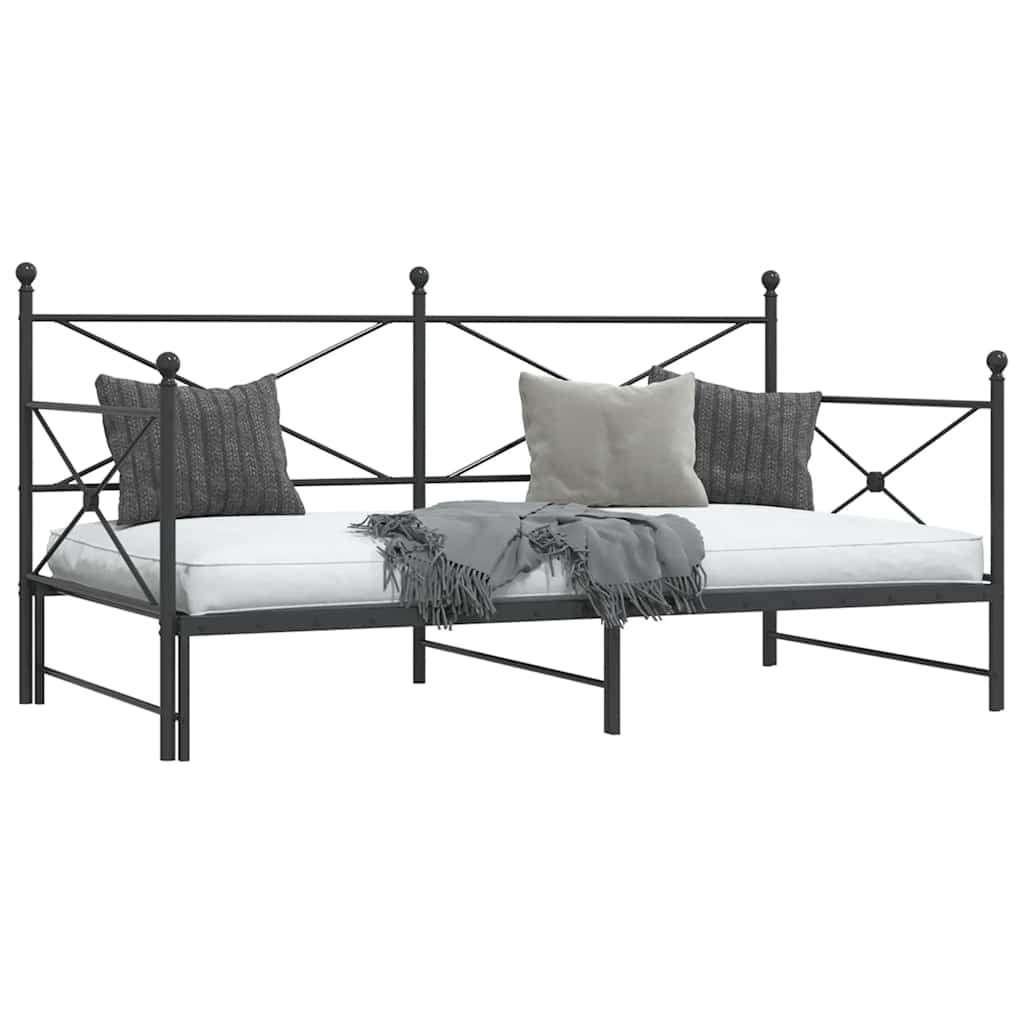 Divano Letto Estraibile senza Materasso Nero 100x200 cm Acciaio - homemem39