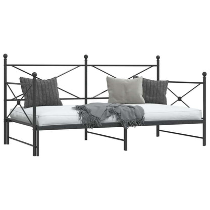 Divano Letto Estraibile senza Materasso Nero 100x200 cm Acciaio - homemem39