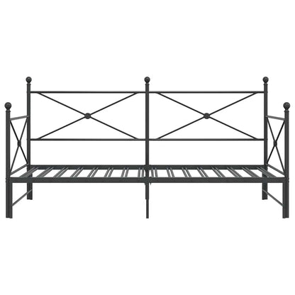 Divano Letto Estraibile senza Materasso Nero 100x200 cm Acciaio