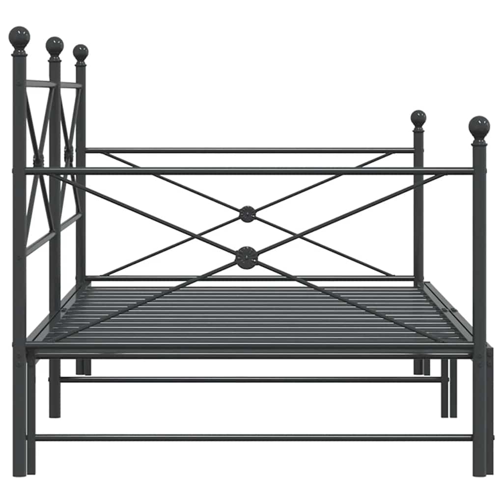 Divano Letto Estraibile senza Materasso Nero 100x200 cm Acciaio - homemem39
