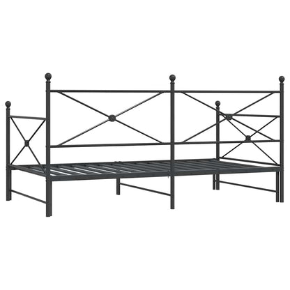 Divano Letto Estraibile senza Materasso Nero 100x200 cm Acciaio - homemem39