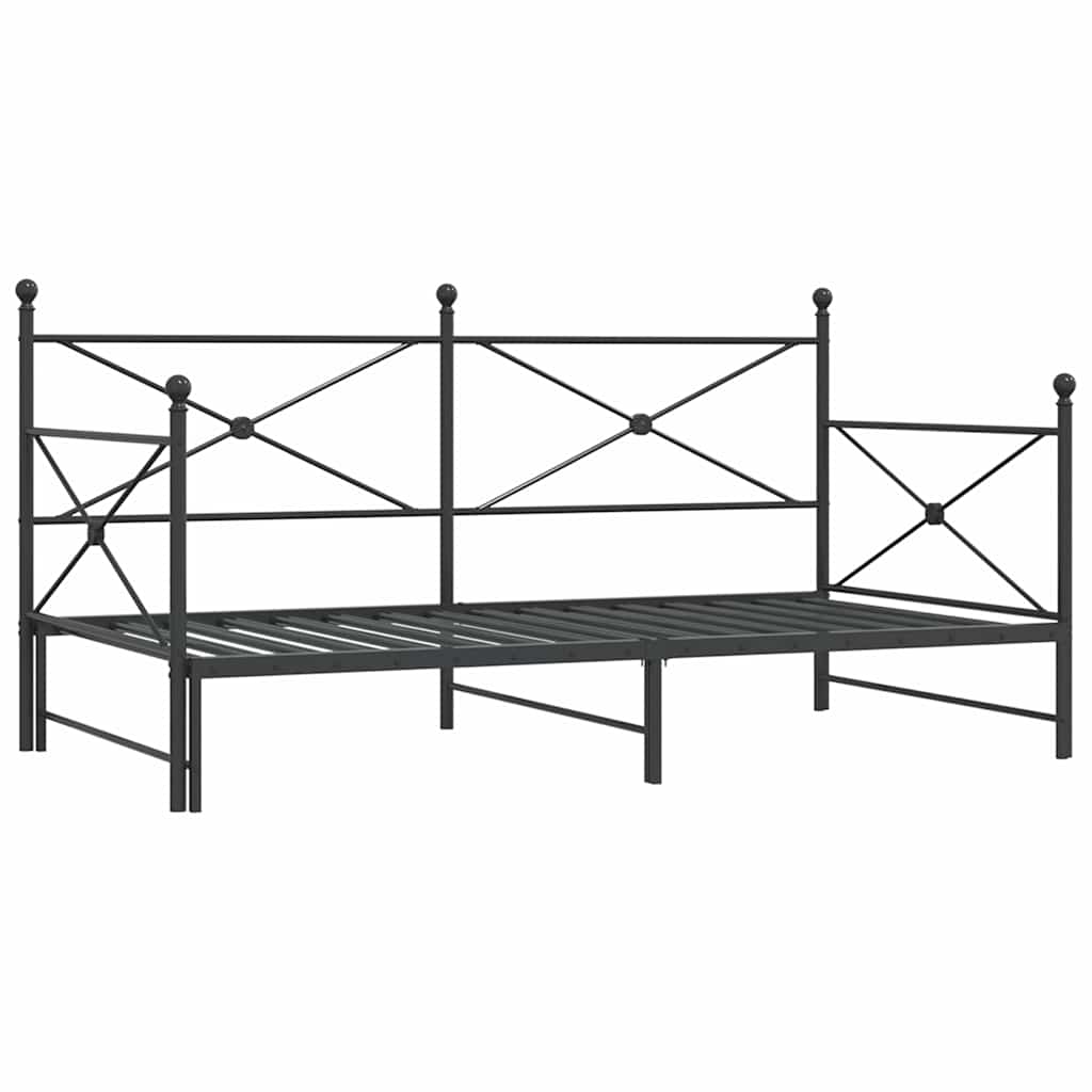 Divano Letto Estraibile senza Materasso Nero 107x203 cm Acciaio - homemem39