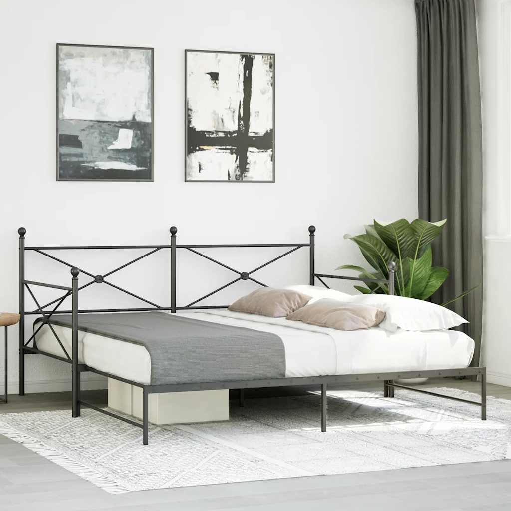 Divano Letto Estraibile senza Materasso Nero 107x203 cm Acciaio - homemem39