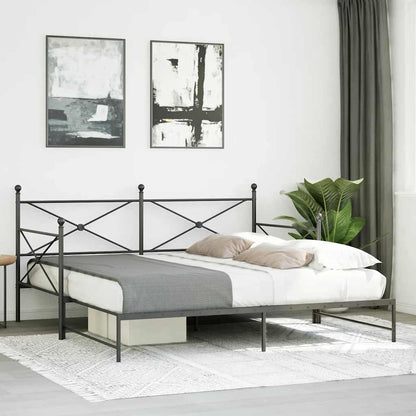 Divano Letto Estraibile senza Materasso Nero 107x203 cm Acciaio - homemem39