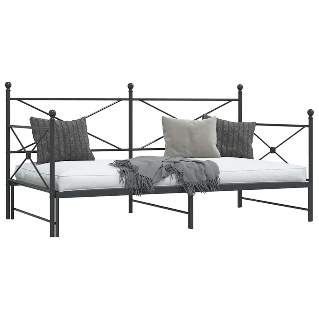 Divano Letto Estraibile senza Materasso Nero 107x203 cm Acciaio - homemem39