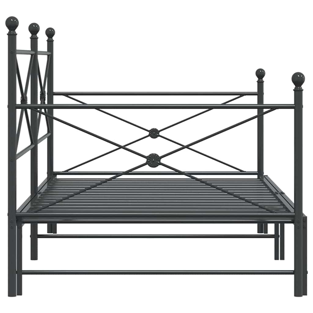 Divano Letto Estraibile senza Materasso Nero 107x203 cm Acciaio - homemem39