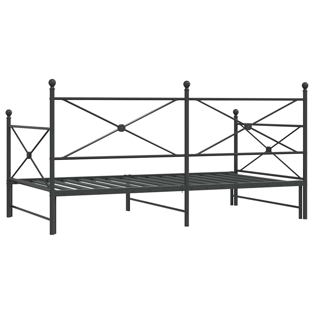 Divano Letto Estraibile senza Materasso Nero 107x203 cm Acciaio - homemem39