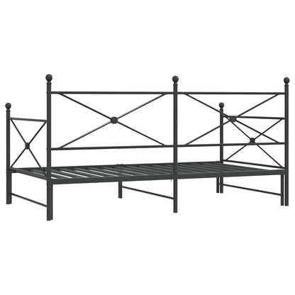 Divano Letto Estraibile senza Materasso Nero 107x203 cm Acciaio - homemem39