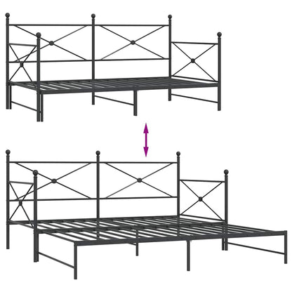 Divano Letto Estraibile senza Materasso Nero 107x203 cm Acciaio - homemem39