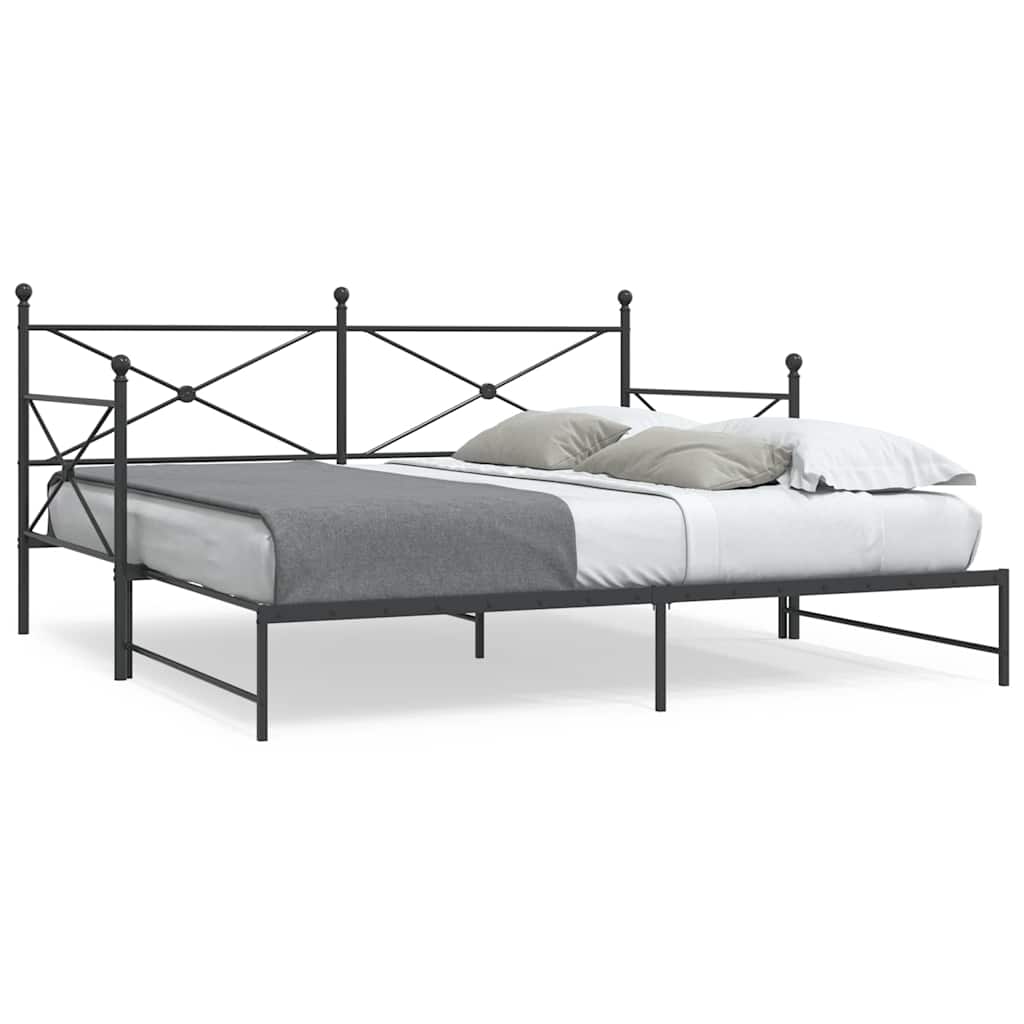Divano Letto Estraibile senza Materasso Nero 107x203 cm Acciaio - homemem39