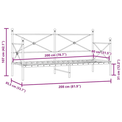 Dormeuse senza Materasso Bianco 80x200 cm in Acciaio - homemem39