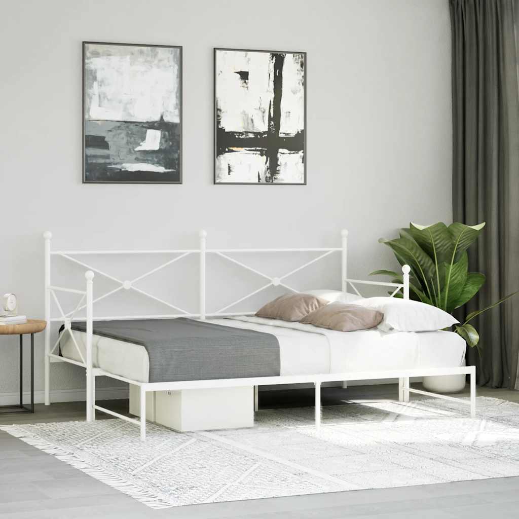 Divano Letto Estraibile senza Materasso Bianco 90x200cm Acciaio - homemem39