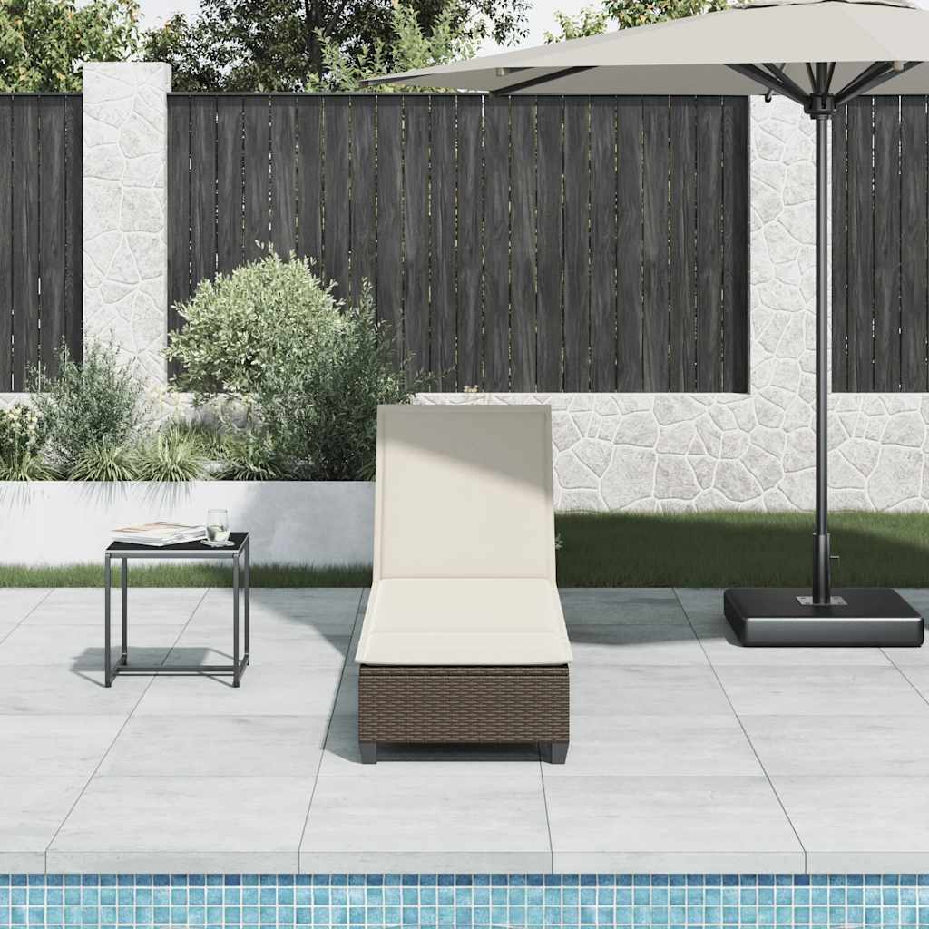 Lettino Prendisole con Cuscini Marrone 55x200x25,5cm Polyrattan