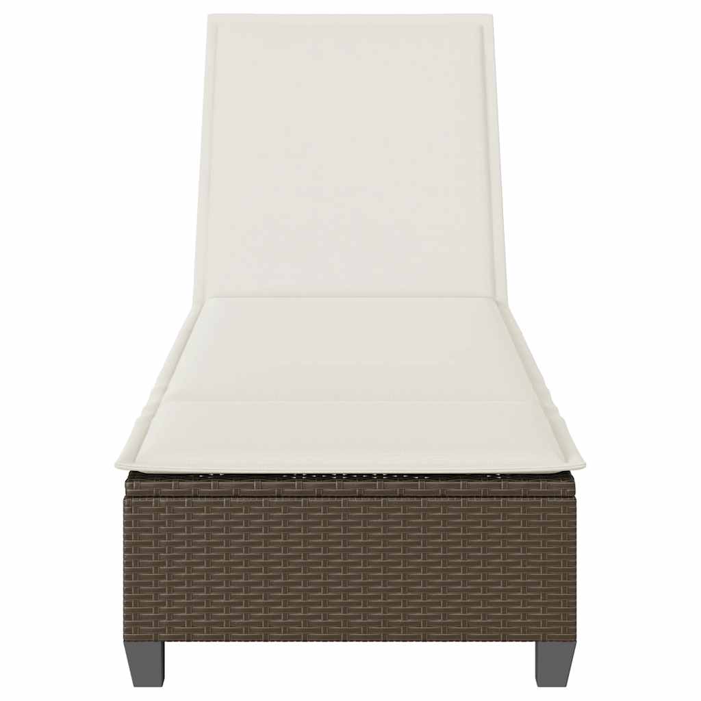 Lettino Prendisole con Cuscini Marrone 55x200x25,5cm Polyrattan