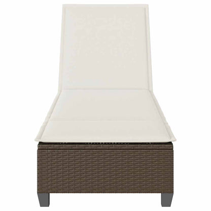 Lettino Prendisole con Cuscini Marrone 55x200x25,5cm Polyrattan - homemem39