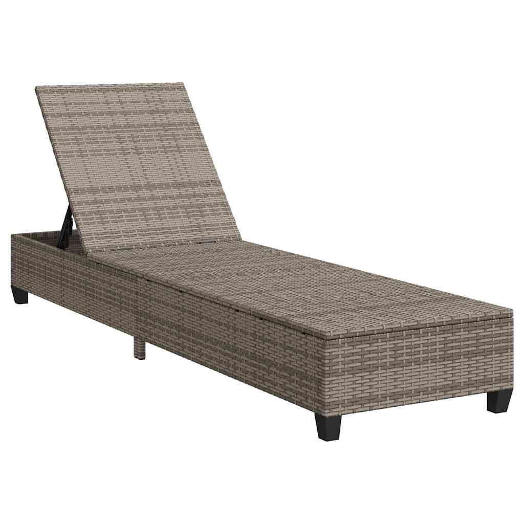 Lettino Prendisole con Cuscini Grigio 55x200x25,5cm Polyrattan - homemem39