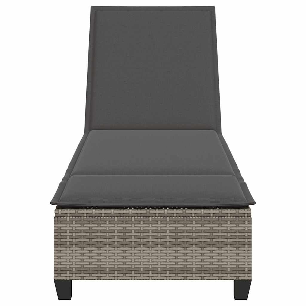 Lettino Prendisole con Cuscini Grigio 55x200x25,5cm Polyrattan