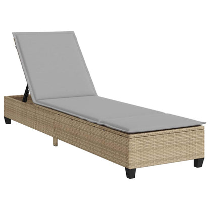 Lettino Prendisole con Cuscini Beige 55x200x25,5cm Polyrattan