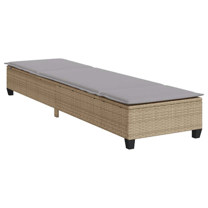 Lettino Prendisole con Cuscini Beige 55x200x25,5cm Polyrattan